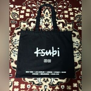 KSUBI Large Black Canvas Tote Bag Recycled Material 18” X 19.5”